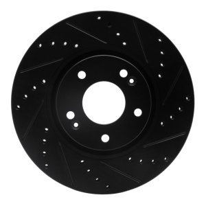 Hyundai Tucson Brake Rotor (1) - Front Right - R1 Concepts - Drilled & Slotted - Black - `05-`24